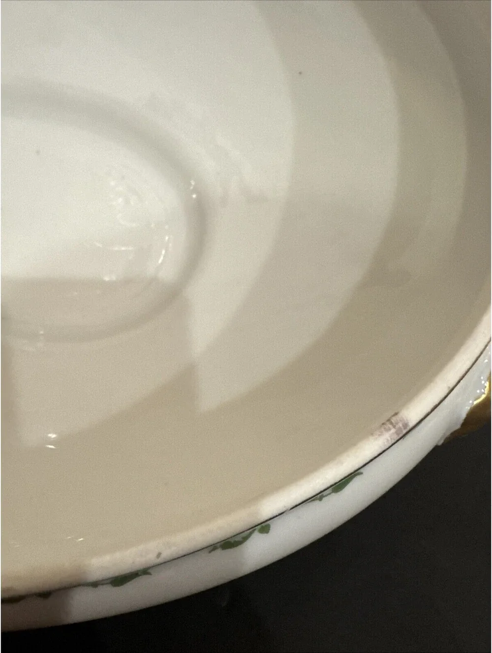 Wm Guerin & Co Limoges Covered Serving Bowl Tureen W Lid Green Blue  Swirl Gold